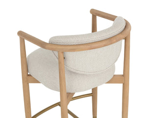 Sunpan SIGRID Counter Stool - Scandinavian Style Light Oak Frame with Monument Oatmeal Upholstery Comfort 112155