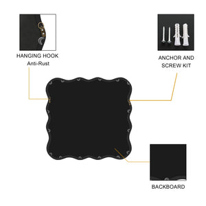 English Elm Solid Wood Wavy Square Mirror – 36"X36" Modern Wall Art For Stylish Bathrooms, Bedrooms & Entryways W1445P189617-GIGA