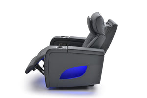 English Elm Lumin Power Recliner Faux Leather Chair with Led Lighting and Built in Usb Charging Gray B078P497926