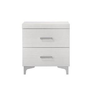 English Elm 2 Drawer Nightstand with Metal Legs White Finish — Sleek Modern Bedside Storage, Compact 2-Drawer Design for Small Spaces and Stylish Organization B016P316022
