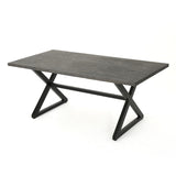 Christopher Knight Home® - Noble House - Rolando Outdoor Grey Aluminum Dining Table With Black Steel Frame