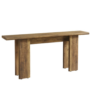 English Elm 2-tier Industrial Console Table Rustic Wood and Black Metal Frame Entryway Sofa T3971P460559