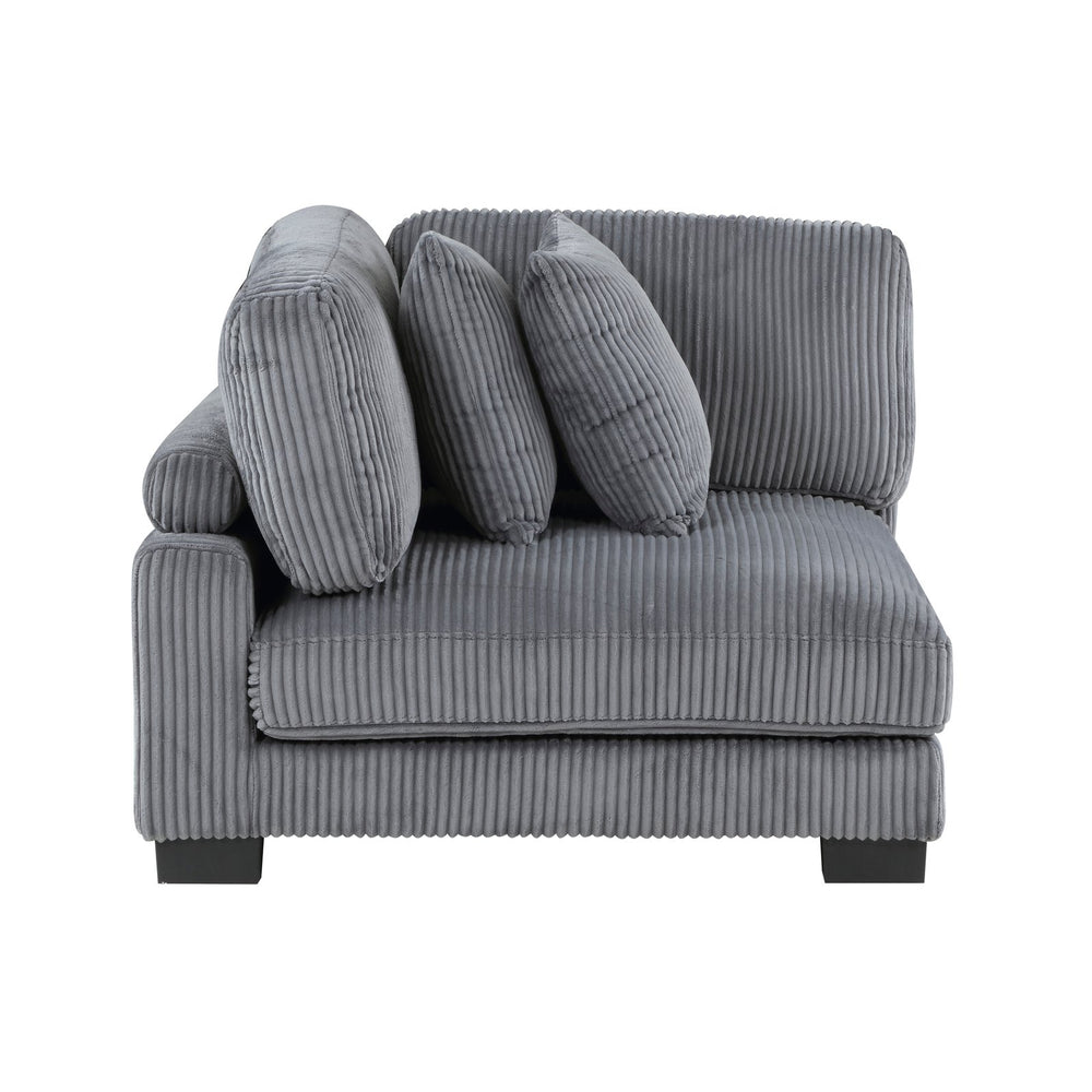 English Elm 1Pc Modern Modular Corner Seat In Plush Gray Corduroy With Pillows – Cozy & Customizable Living Room Furniture B011P220980