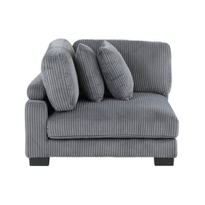 English Elm 1Pc Modern Modular Corner Seat In Plush Gray Corduroy With Pillows – Cozy & Customizable Living Room Furniture B011P220980