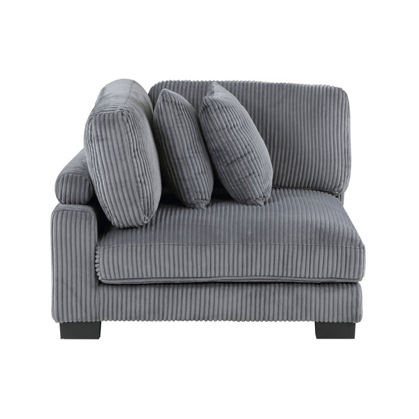English Elm 1Pc Modern Modular Corner Seat In Plush Gray Corduroy With Pillows – Cozy & Customizable Living Room Furniture B011P220980