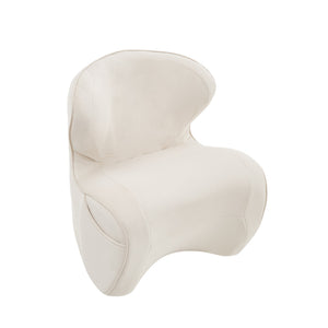 English Elm Ergonomic Floor Chair Velvet Upholstered Lumbar Support Seat for Reading Nook or Lounge Beige W1097P462002