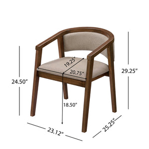 English Elm Christopher Knight Home® - U-shaped Mid-Century Dining Chair with Armrests, Bouclé Upholstery, High-Density Foam Comfort khaki,Walnut N771P331338T
