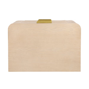 English Elm Mid-century Fluted 3 Drawer Nightstand with Gourd Legs and Gold Tone Handles for Bedroom Champagne N761P285712E