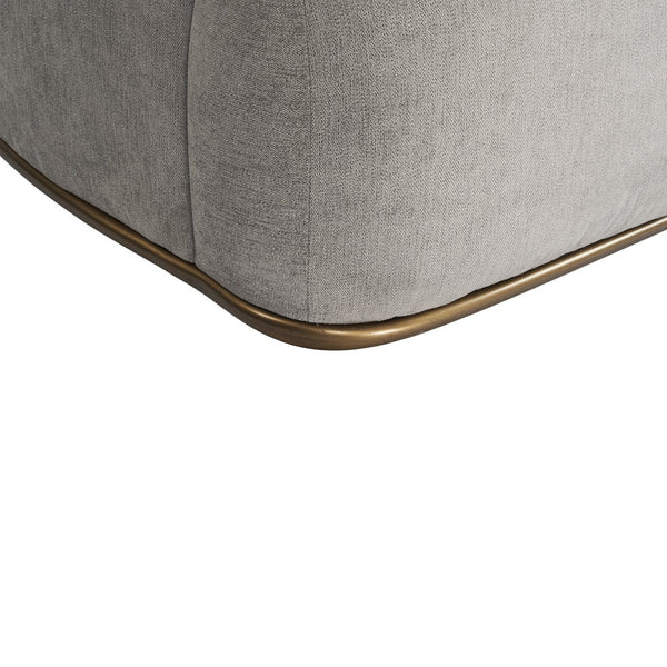 Sunpan ASTRID Sofa - Contemporary Curved Design with Durable Polo Club Stone Fabric & Antique Brass Frame 105334