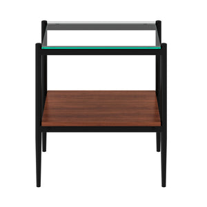 English Elm Set Of 2 Modern Rectangle End Tables With Tempered Glass Top And Mdf Shelf For Stylish Living Room W241P184246-GIGA