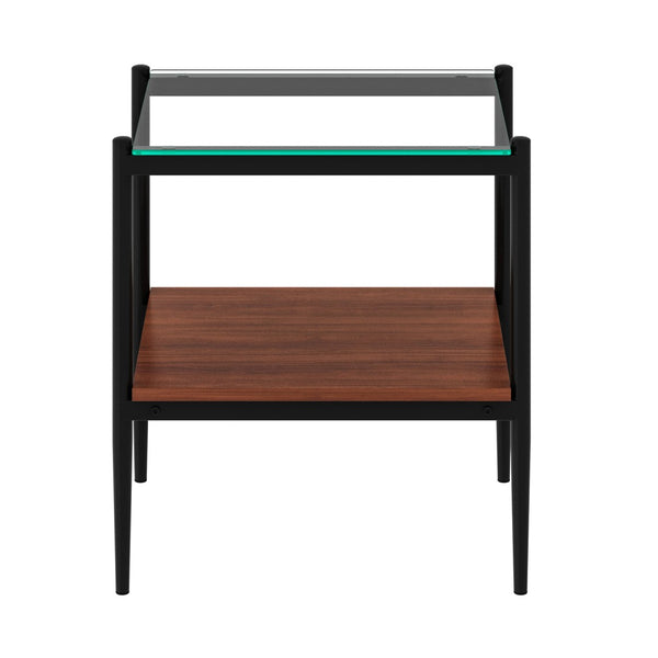 English Elm Set Of 2 Modern Rectangle End Tables With Tempered Glass Top And Mdf Shelf For Stylish Living Room W241P184246-GIGA