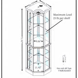 English Elm Glass Cabinet Lighted Corner Cabinet Corner Display Curio Cabinet, Glass Display With Light(Included)Bar Cabinet,Wine Cabinet With Adjustable Glass Shelves Carved Decoration Oak Light(Included)