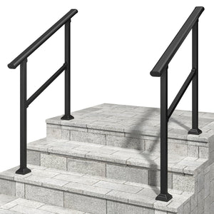 English Elm Hand Rails Outdoor Steps Wrought Iron 2 Pack Powder Coated Porch Patio Safety Grip T3210P298172