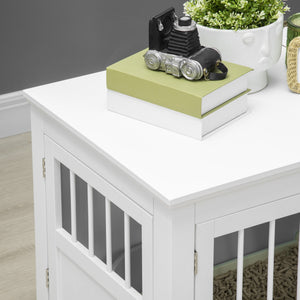 English Elm Pawhut Wooden Dog Crate End Table with Triple Doors for Small Breeds Indoor Use W2225P229092