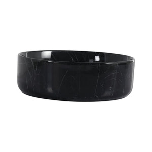 English Elm Ceramic Vessel Sink Round Above Counter Art Basin Black White Patterned Bath W999P418283