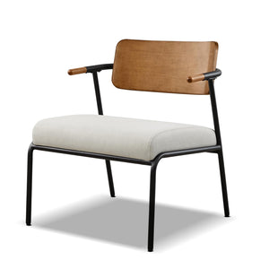 English Elm Jennifer Taylor Home - Kelvin Cream Upholstered Accent Arm Chair with Black Metal Frame, Mid-Back, Compact Comfort B2719P328582