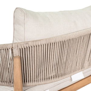 English Elm Christopher Knight Home® - Verona Acacia Wood Outdoor Chat Set with Plush Cushions, Hand-Braided Rope Accents, Weatherproof Finish Beige,Light Brown,Natural VERONA4CTBRN