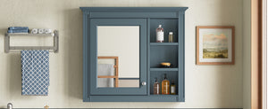 English Elm 30'' Modern Medicine Cabinet with Mirror and Adjustable Shelves, MDF Wall-Mounted Bathroom Storage Solution Blue N710P192495M
