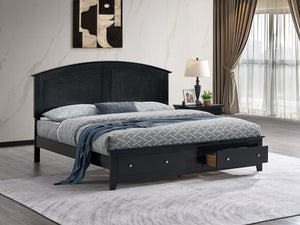 English Elm Hammond King Storage Bed with Panel Headboard Farmhouse Platform Frame Two Drawers Black B078S00681