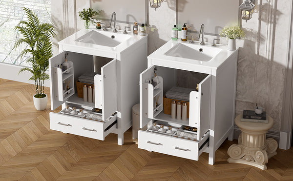 English Elm 48-Inch Modern Bathroom Vanity with Dual Ceramic Sinks, Ample Soft-Close Storage and Stylish Design White N729P000009K