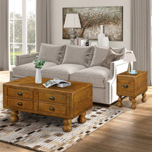 English Elm Solid Wood End Table - Vintage-Style Narrow Nightstand With Drawer For Small Spaces, Easy Assembly! W1202P176736-GIGA