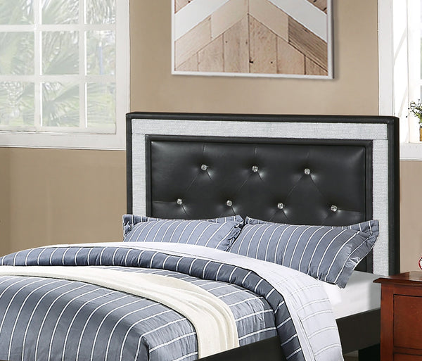 English Elm Glamours Twin Bed Faux Leather Diamond Tufted Headboard Glam Black Glitter Frame B011P415837