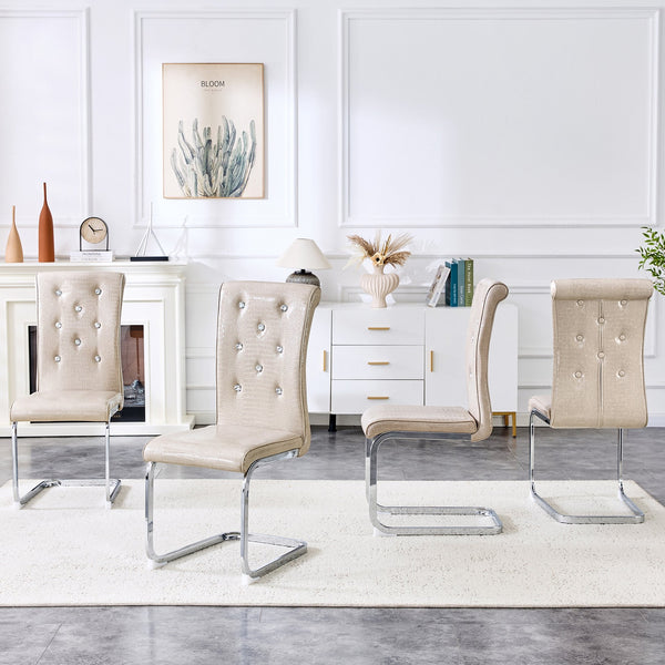 English Elm Set of 2 Glam Faux Alligator Pvc Dining Chairs with Crystal Buckle Bow Legs W3875P371041