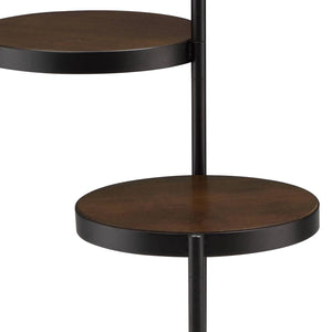 English Elm Namid Multi-Tier Foldable Black Plant Stand with 3 Open Wood Veneer Shelves, Metal Frame, 10lb Limit B2726P287568