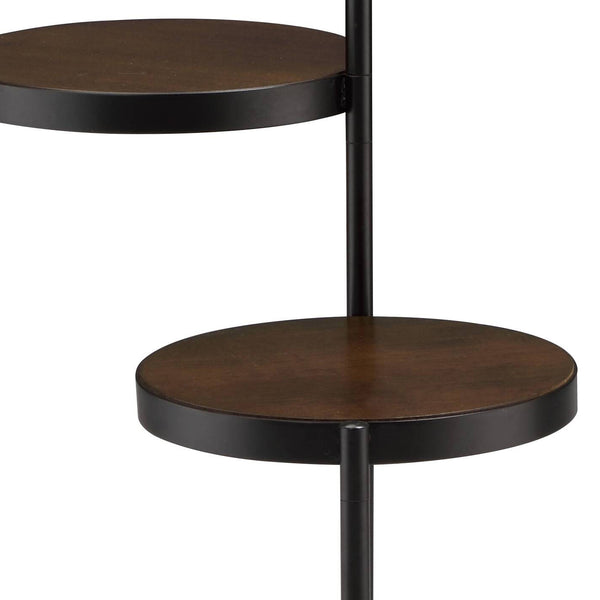 English Elm Namid Multi-Tier Foldable Black Plant Stand with 3 Open Wood Veneer Shelves, Metal Frame, 10lb Limit B2726P287568