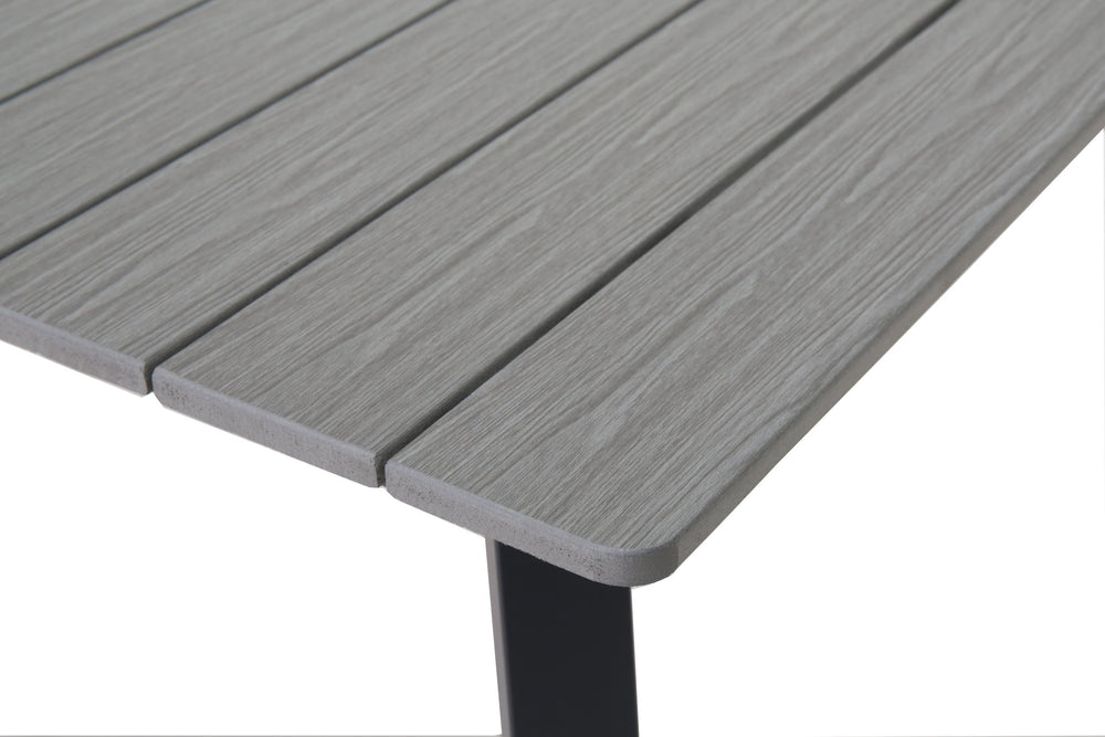 English Elm Square Outdoor Dining Table Wpc Slatted Top Iron Frame Umbrella Hole Seats Four W3990P466949