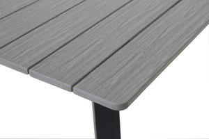 English Elm Square Outdoor Dining Table Wpc Slatted Top Iron Frame Umbrella Hole Seats Four W3990P466949