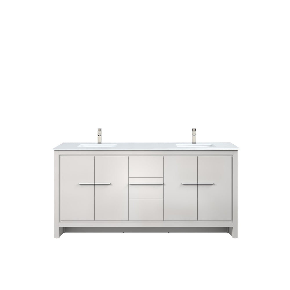 English Elm White Double Bath Vanity With Quartz Top & Brushed Nickel Faucet - Elegant Storage Solution For Style B2731P259520-GIGA