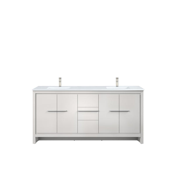 English Elm White Double Bath Vanity With Quartz Top & Brushed Nickel Faucet - Elegant Storage Solution For Style B2731P259520-GIGA