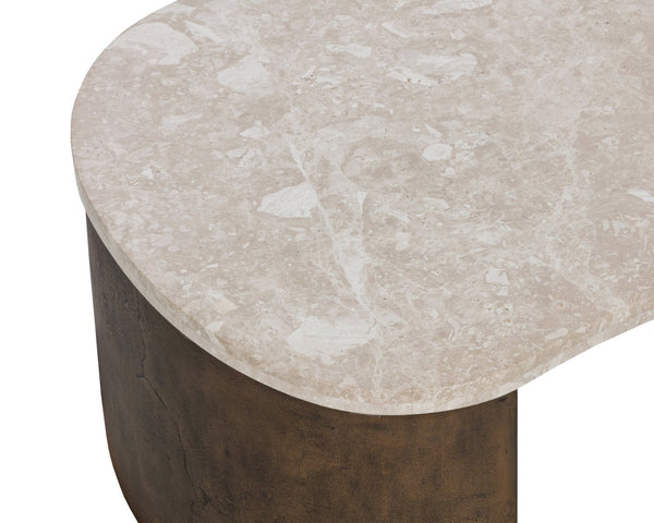 Sunpan NAFISA Coffee Table – Elegant Marble Top & Sculptural Aluminum Base for Modern Living Spaces 112397