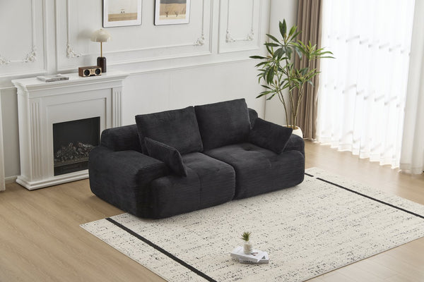 English Elm Modern Memory Foam Compressed Sofa - Pet-Friendly, Modular Loveseat For Living Rooms, Black Corduroy W3723P346963