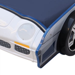 English Elm Hero Patrol Twin Police Car Bed with LED Headlights, Kid-Friendly MDF Frame, Guardrail & Sturdy Slats W2237S00016