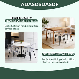 English Elm Pet Shell Dining Chairs Set of Four Clear Acrylic Modern Transparent Seating Black W3766P410239