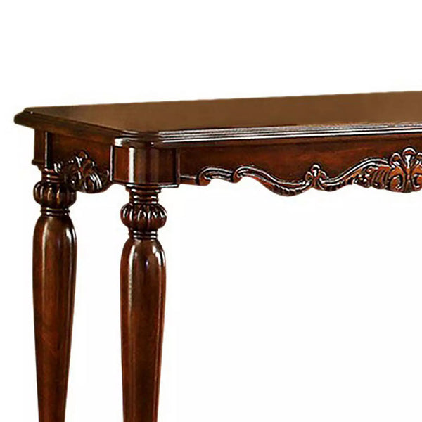 English Elm Traditional Elegant Sofa Table with Turned Legs and Carved Details, Open Shelf Storage, 48x16x27 Inch Cherry 19 L x 52 W x 8 H B011P356771
