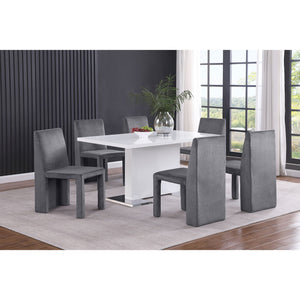 English Elm Santa Cruz Grey Velvet Upholstered Dining Side Chair Set of 2 — Modern Sculpted Lines, Soft Durable Fabric, 35" High Elegance B062P299854