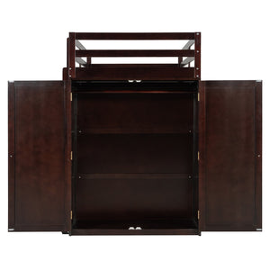 English Elm Twin Loft Bed with Built-in Desk Wardrobe and Drawers Solid Pine Space Saver Espresso LT000301AAP-2