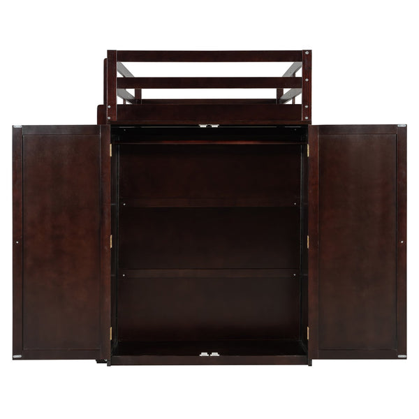 English Elm Twin Loft Bed with Built-in Desk Wardrobe and Drawers Solid Pine Space Saver Espresso LT000301AAP-2