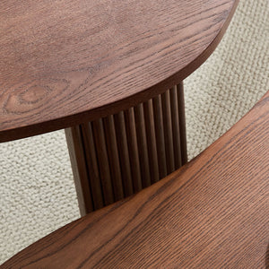 English Elm 2-piece Asymmetrical Nesting Coffee Table Set Sculptural Mdf Organic Shapes Living Room Walnut W2582P402268