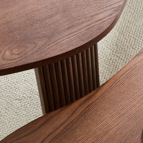 English Elm 2-piece Asymmetrical Nesting Coffee Table Set Sculptural Mdf Organic Shapes Living Room Walnut W2582P402268