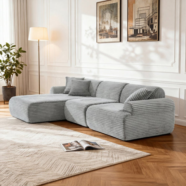 English Elm 105'' Modular Sectional with Woven Upholstery Washable Covers for Living Room W3565S00016