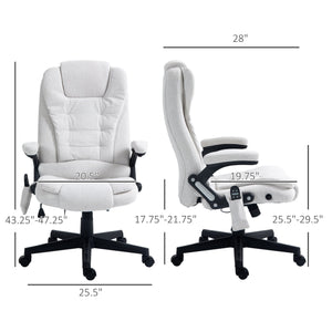 English Elm Homcom 6-Point Vibrating Massage Office Chair With Heat – Ergonomic Cream White Recliner For Comfort W2225P217959