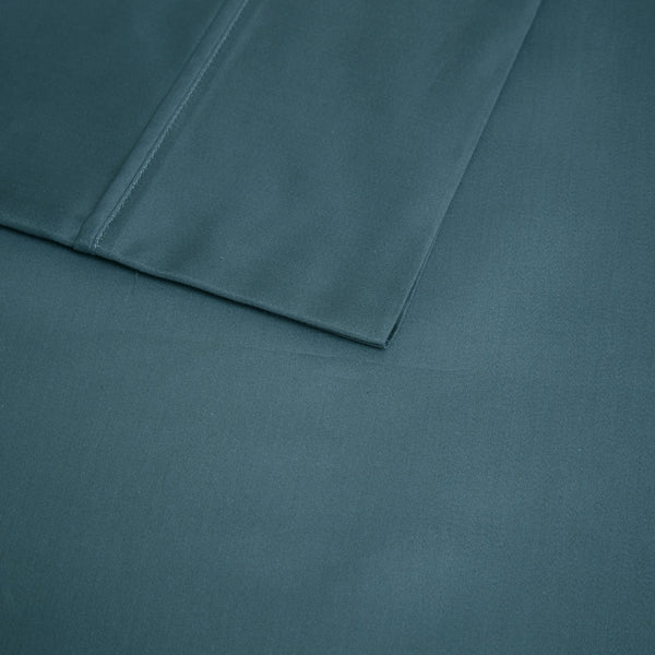 English Elm 4-piece Queen Sateen Cotton Blend Sheet Set for Cool Breathable Sleep Year Round Teal B035P437451