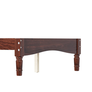 English Elm Twin Rubberwood Platform Bed Gourd Headboard Retro Bohemian Bedroom Slat Base Walnut N733P427029D