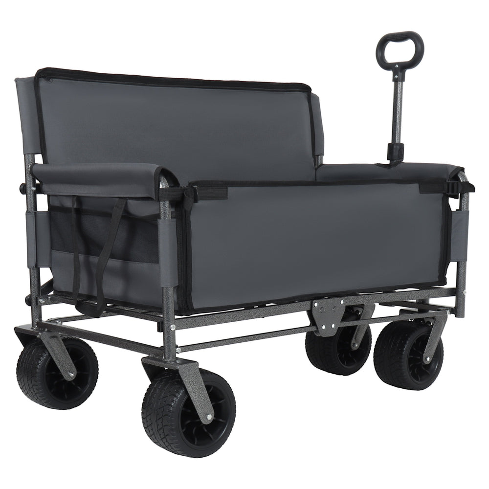 English Elm 3-in-1 Convertible Folding Utility Wagon with Bench Seat Carbon Steel Heavy Duty Gray W2932P312717
