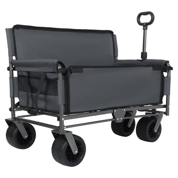 English Elm 3-in-1 Convertible Folding Utility Wagon with Bench Seat Carbon Steel Heavy Duty Gray W2932P312717