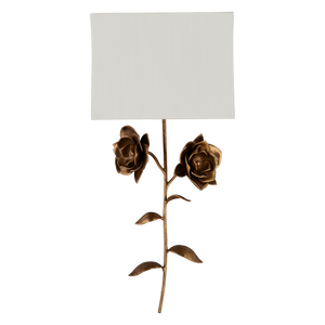 Rosabel Wall Sconce - Elegant Nature-Inspired Design with Antique Brass Finish and Off-White Shade
